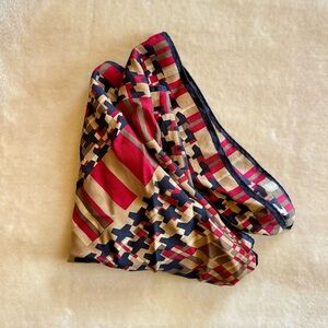 Vintage Silk-Blend Red & Tan Checkered Scarf Top